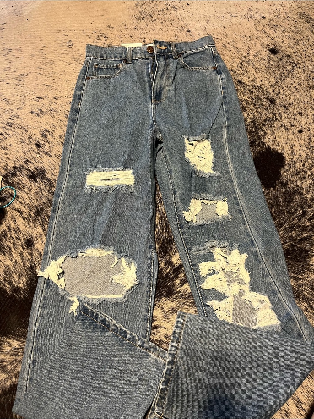 RSQ Distressed Straight Leg Jeans - Blue